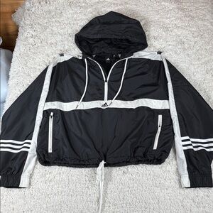 Adidas Women's Windbreaker, Black/White, Size XL